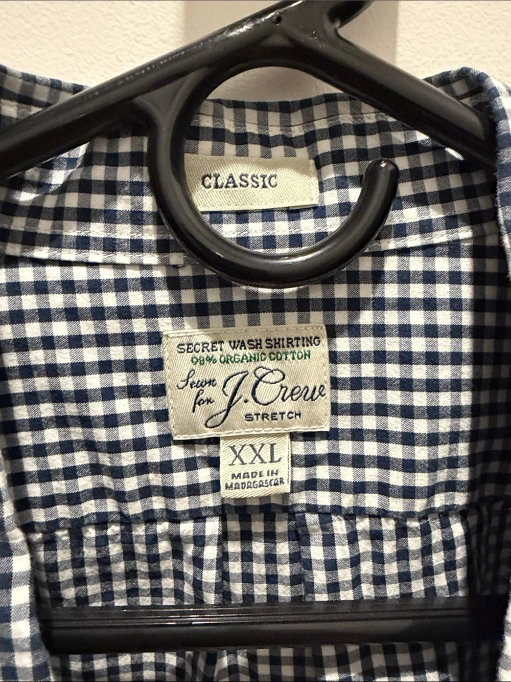 J. Crew Navy and White Gingham Button-Down Shirt